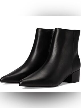 Marc Fisher Gismo Women's Leather Black Pointed Toe Block Heel Ankle Boots - NWT